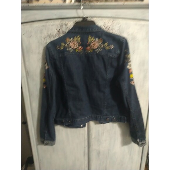 Buffalo David Bitton Embroidered Floral Denim Jacket Md Boho Cottage Core... - Picture 7 of 10